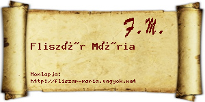 Fliszár Mária névjegykártya